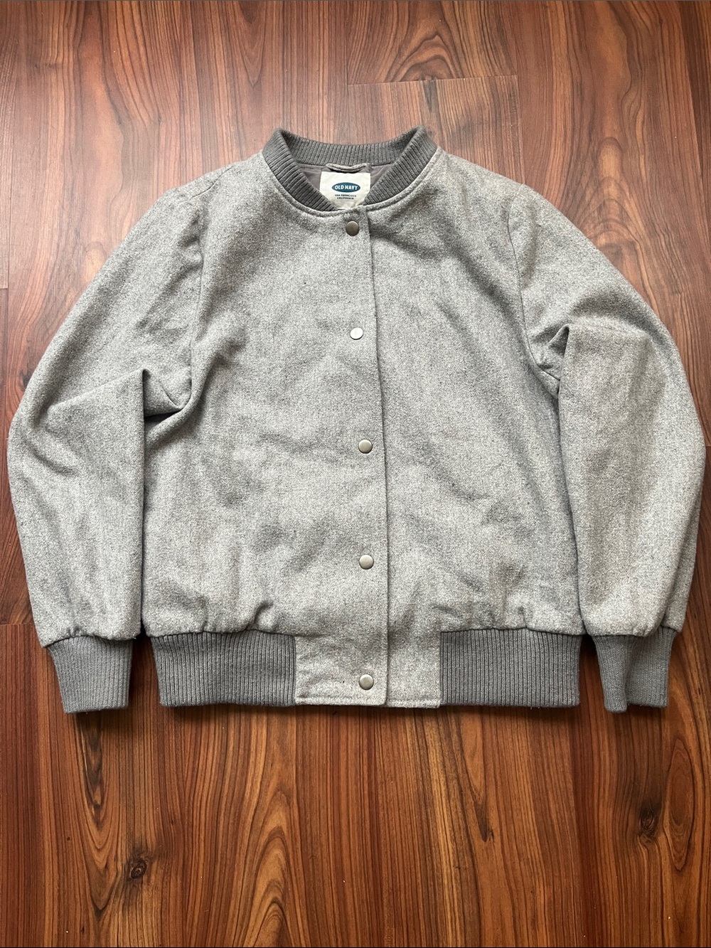 Old Navy Light Gray Women's Varsity Bomber Jacket